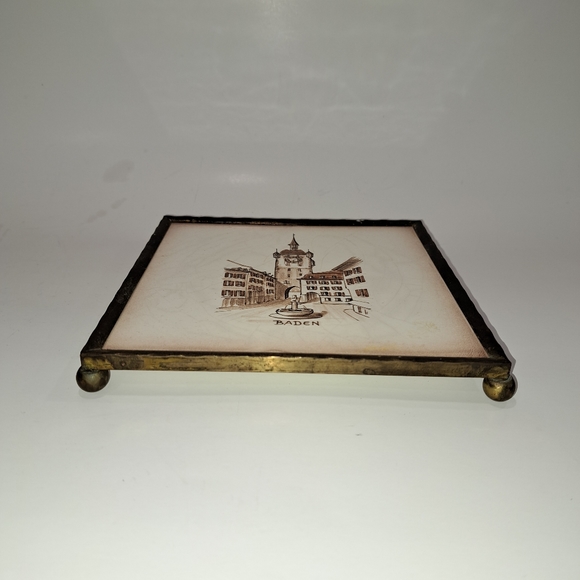 Vintage Switzerland Baden Town Clock Tower Tile Trivit - Picture 4 of 9